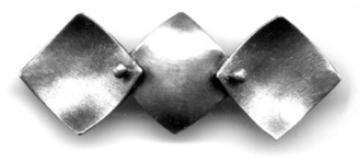JESTER $110-sterling silver pin with concave and convex squares and alternating surface treatments (3/4x2 1/2") JESTER $110-sterling silver pin with concave and convex squares and alternating surface treatments (3/4x2 1/2")